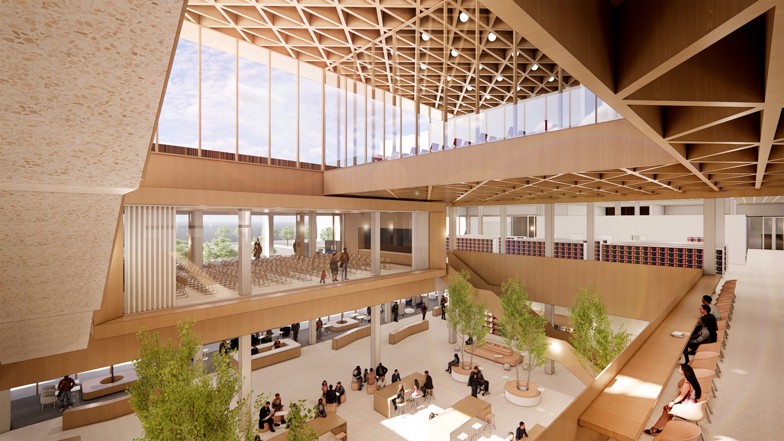 Rendering of Lincoln's Central Library's main atrium
