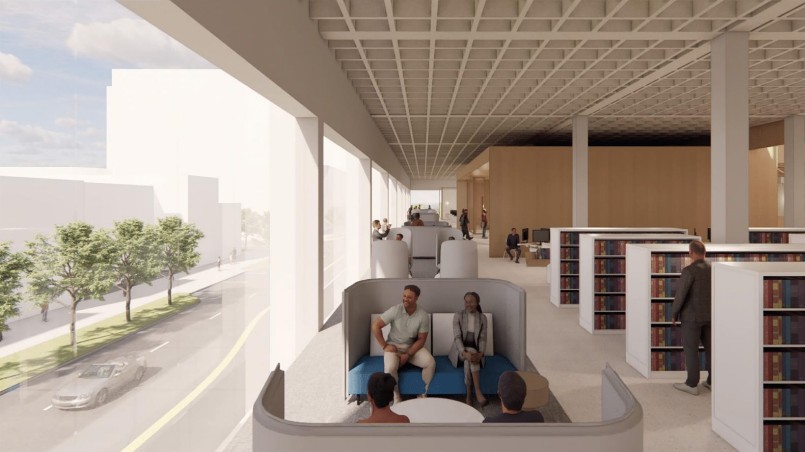 Rendering of Lincoln's Central Library's adult collection