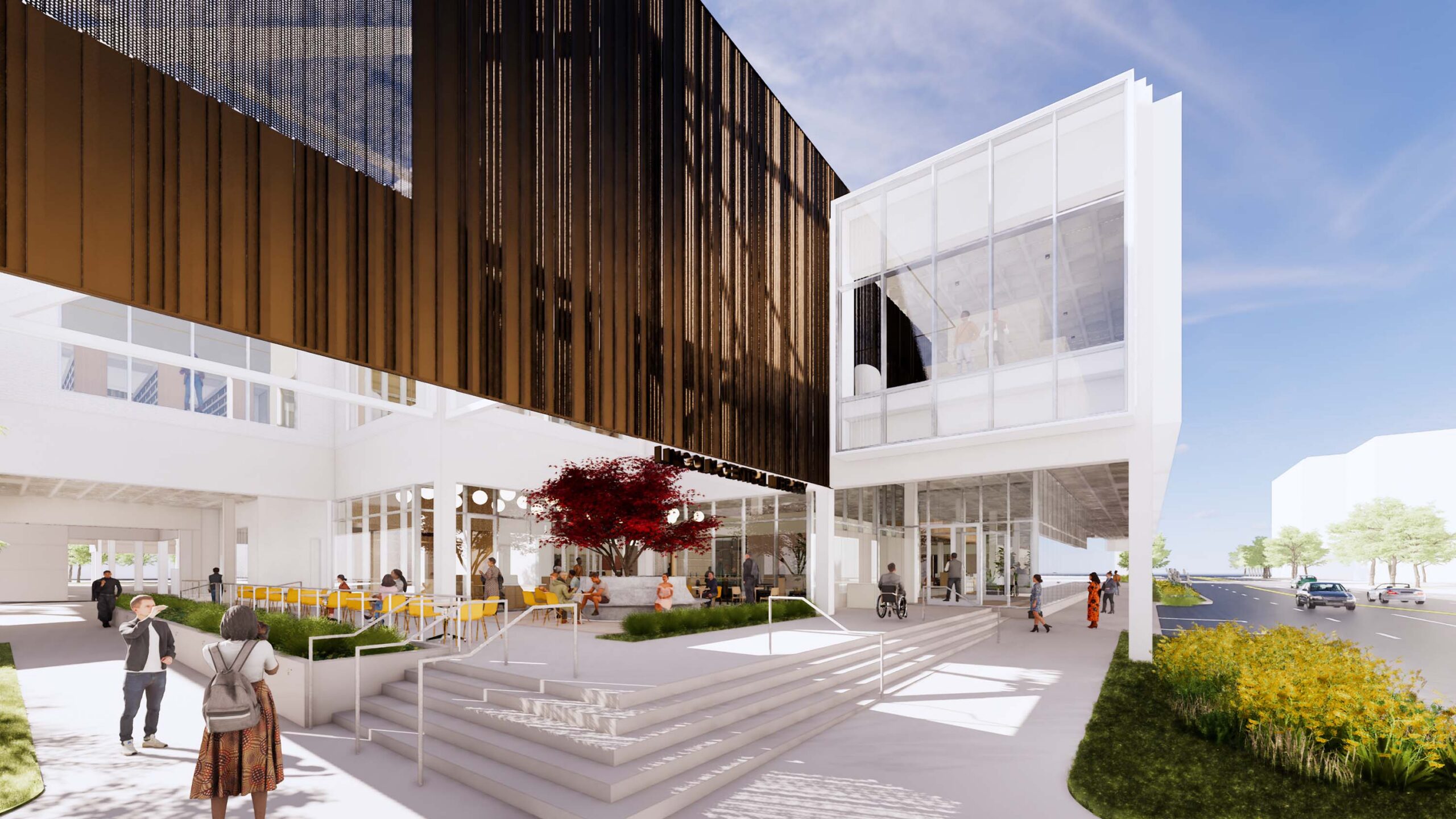 Rendering of Lincoln's Central Library's Cafe Porch