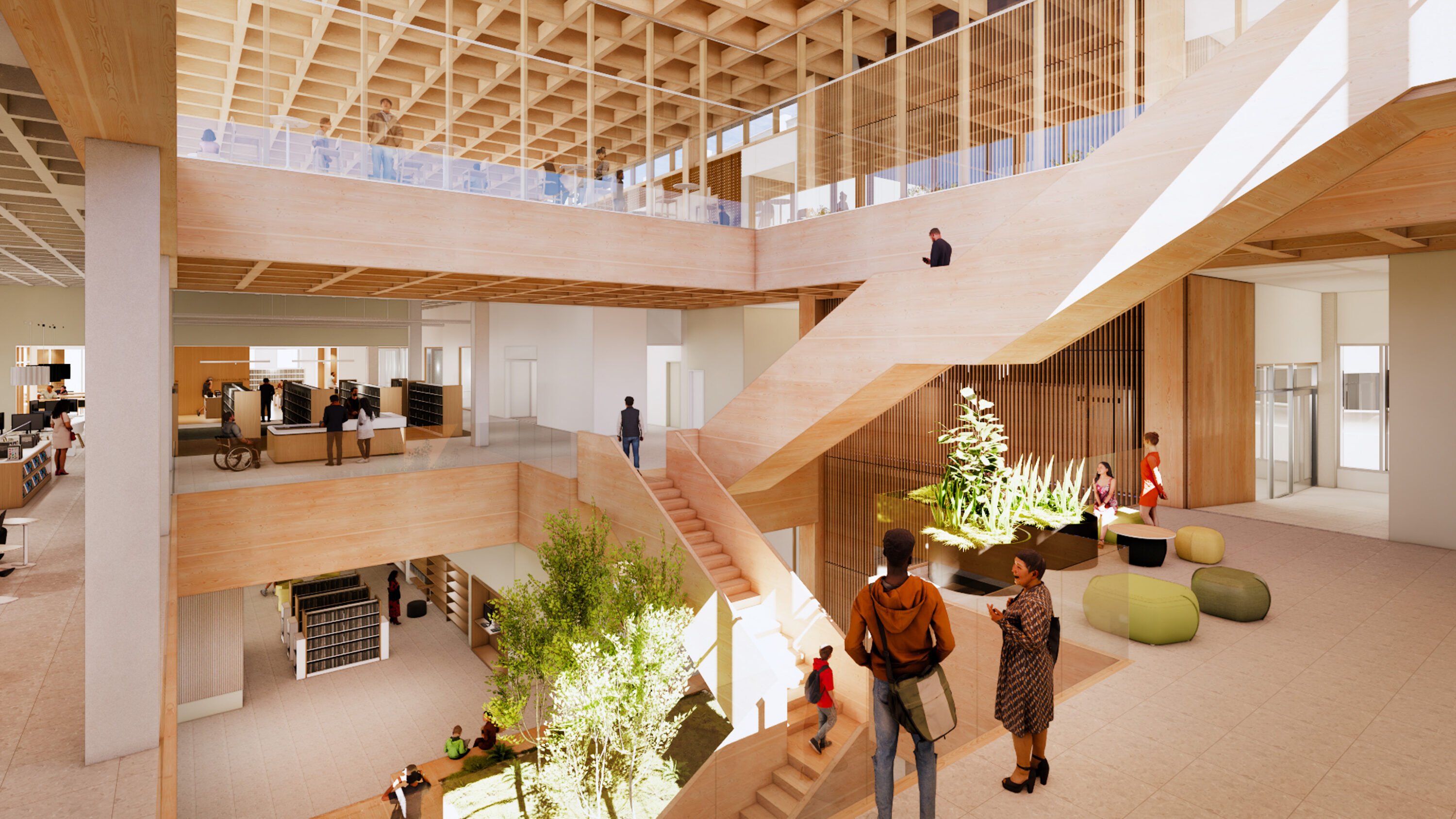 Rendering of Lincoln's Central Library's main atrium