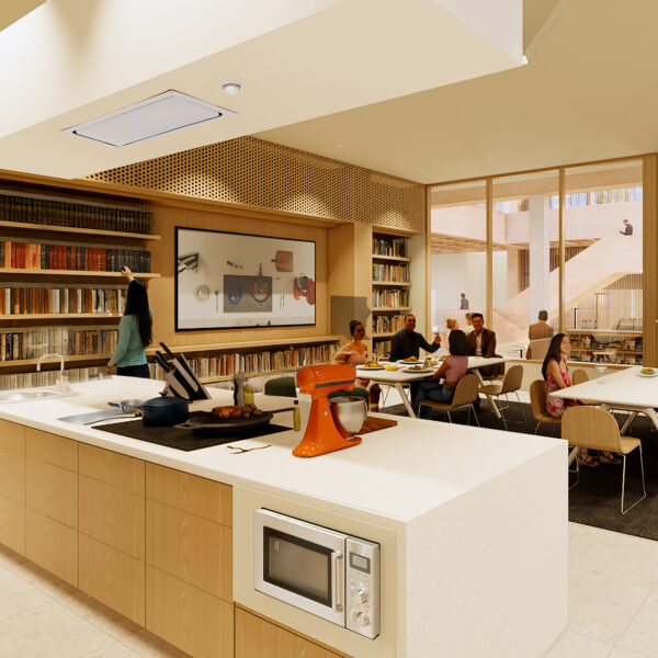Rendering of Central Library's Teaching Kitchen