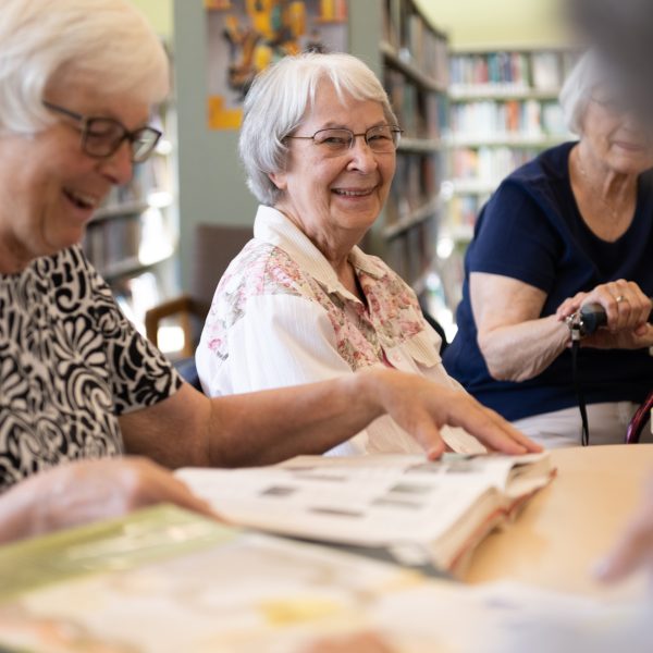 Senior woman library donor