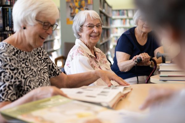 Senior woman library donor