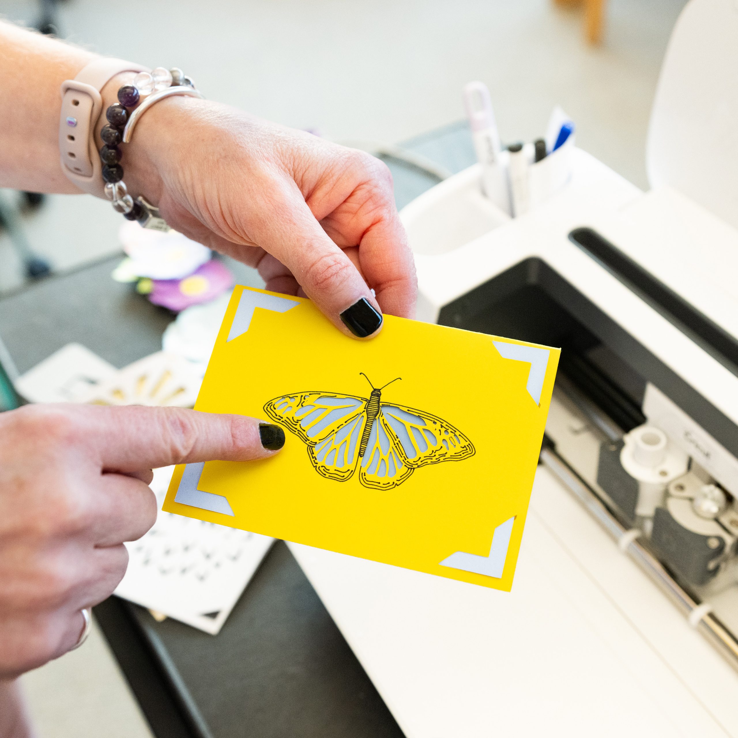 Butterfly cutout from library makers space