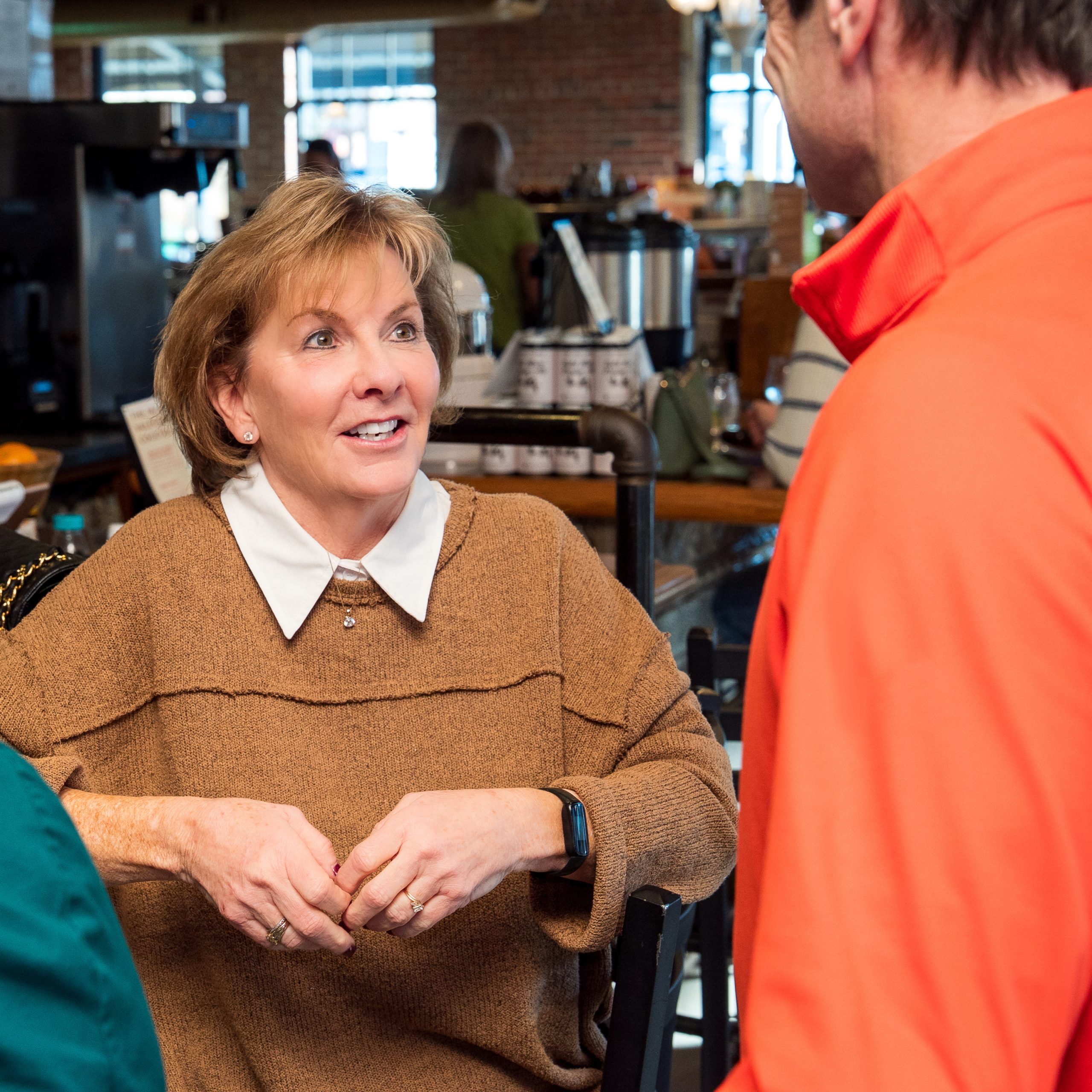Adult woman asking library question