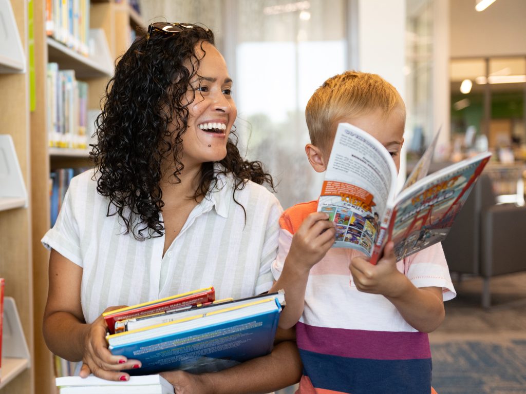 Adult woman library volunteer